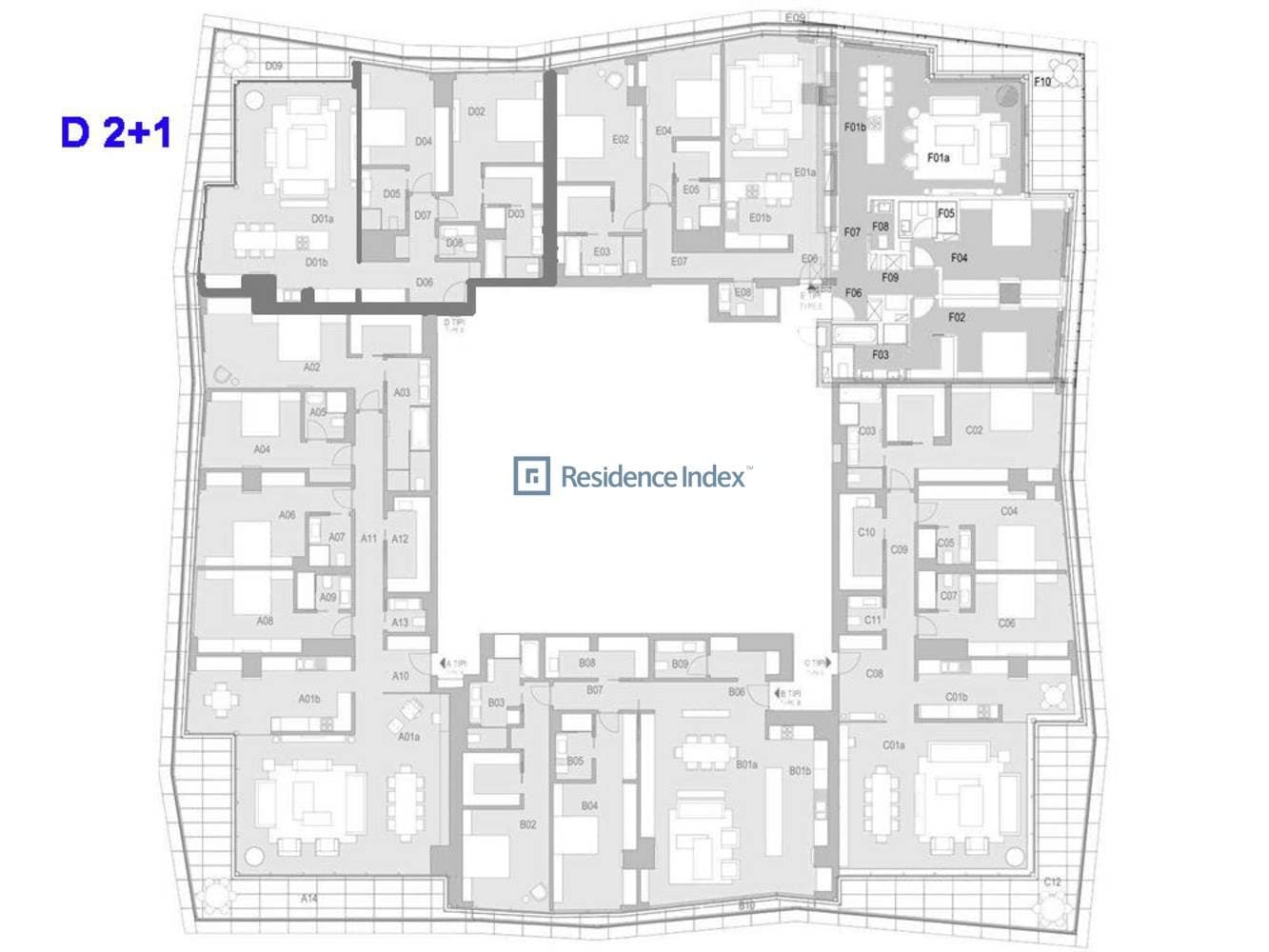 آپارتمان 2+1 در برج Zorlu Center — چیدمان وسیع